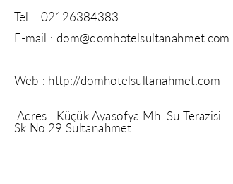 Dom Hotel iletiim bilgileri